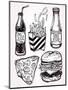 Fast Food Set Vintage Linear Style.-Katja Gerasimova-Mounted Art Print