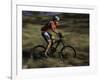 Fast Moving Mountain Biker, Mt. Bike-Michael Brown-Framed Photographic Print