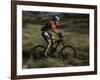 Fast Moving Mountain Biker, Mt. Bike-Michael Brown-Framed Photographic Print