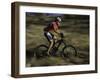 Fast Moving Mountain Biker, Mt. Bike-Michael Brown-Framed Photographic Print