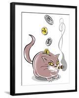 Fat cat piggy bank - allegorical illustration of financial crisis-Neale Osborne-Framed Giclee Print