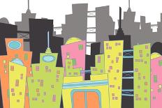 Fun Retro Cityscape-fat_fa_tin-Stretched Canvas