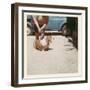 Fat Lady with Fat Basset Hound-null-Framed Art Print