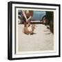 Fat Lady with Fat Basset Hound-null-Framed Art Print