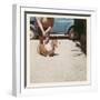 Fat Lady with Fat Basset Hound-null-Framed Art Print