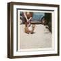 Fat Lady with Fat Basset Hound-null-Framed Art Print