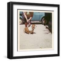 Fat Lady with Fat Basset Hound-null-Framed Art Print