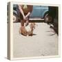 Fat Lady with Fat Basset Hound-null-Stretched Canvas