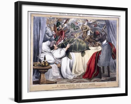 Fatal Effects of Gluttony, a Lord Mayor's Day Night Mare, 1830-null-Framed Giclee Print