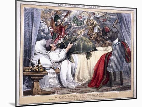 Fatal Effects of Gluttony, a Lord Mayor's Day Night Mare, 1830-null-Mounted Giclee Print