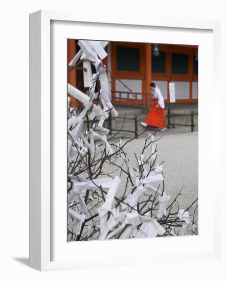 Fate and Wish Papers, Heian Jingu Shrine, Kyoto, Kansai, Honshu, Japan-Simanor Eitan-Framed Photographic Print