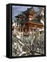 Fate and Wish Papers Tied on a Bush Branches, Heian Jingu Shrine, Kyoto, Kansai, Honshu, Japan-Simanor Eitan-Framed Stretched Canvas