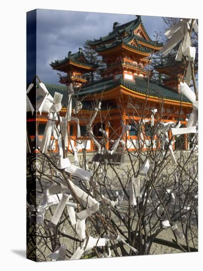 Fate and Wish Papers Tied on a Bush Branches, Heian Jingu Shrine, Kyoto, Kansai, Honshu, Japan-Simanor Eitan-Stretched Canvas