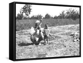 Father and Child in a Field, India-null-Framed Stretched Canvas