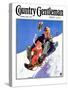 "Father and Child on Sled," Country Gentleman Cover, February 1, 1934-Henry Hintermeister-Stretched Canvas