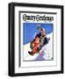 "Father and Child on Sled," Country Gentleman Cover, February 1, 1934-Henry Hintermeister-Framed Giclee Print