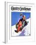 "Father and Child on Sled," Country Gentleman Cover, February 1, 1934-Henry Hintermeister-Framed Giclee Print