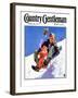 "Father and Child on Sled," Country Gentleman Cover, February 1, 1934-Henry Hintermeister-Framed Giclee Print