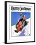 "Father and Child on Sled," Country Gentleman Cover, February 1, 1934-Henry Hintermeister-Framed Giclee Print