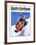 "Father and Child on Sled," Country Gentleman Cover, February 1, 1934-Henry Hintermeister-Framed Giclee Print