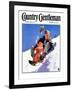 "Father and Child on Sled," Country Gentleman Cover, February 1, 1934-Henry Hintermeister-Framed Giclee Print