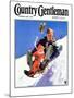 "Father and Child on Sled," Country Gentleman Cover, February 1, 1934-Henry Hintermeister-Mounted Giclee Print