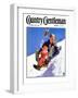 "Father and Child on Sled," Country Gentleman Cover, February 1, 1934-Henry Hintermeister-Framed Giclee Print