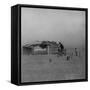Father and Children Outside Wooden Shack That Serves as their House in the Dust Bowl-null-Framed Stretched Canvas