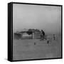 Father and Children Outside Wooden Shack That Serves as their House in the Dust Bowl-null-Framed Stretched Canvas