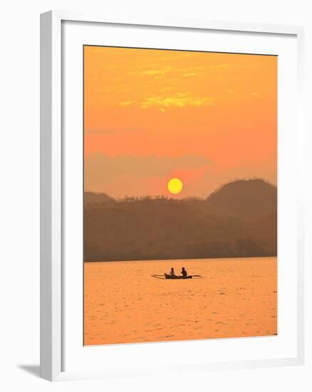 Father and daughter fishing at sunset near Lewolin Village-Stuart Westmorland-Framed Photographic Print