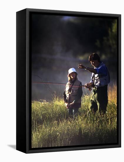 Father and Daughter Fishing-null-Framed Stretched Canvas