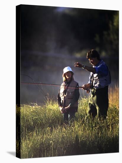 Father and Daughter Fishing-null-Stretched Canvas