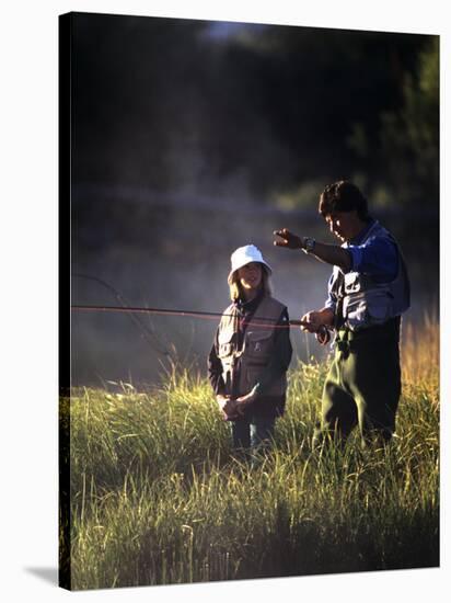 Father and Daughter Fishing-null-Stretched Canvas