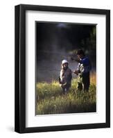 Father and Daughter Fishing-null-Framed Premium Photographic Print