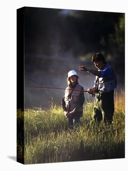 Father and Daughter Fishing-null-Stretched Canvas