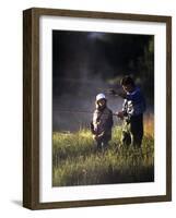 Father and Daughter Fishing-null-Framed Photographic Print