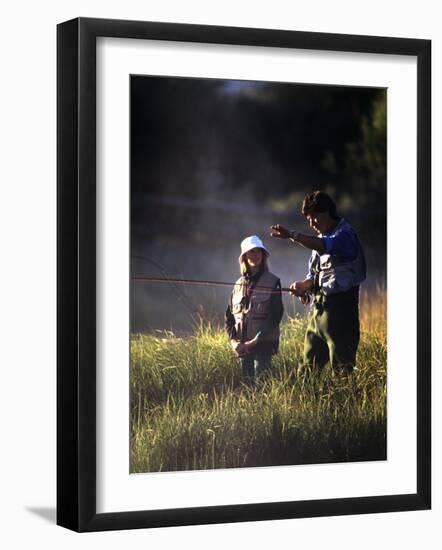 Father and Daughter Fishing-null-Framed Photographic Print