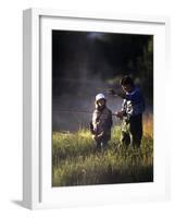 Father and Daughter Fishing-null-Framed Photographic Print