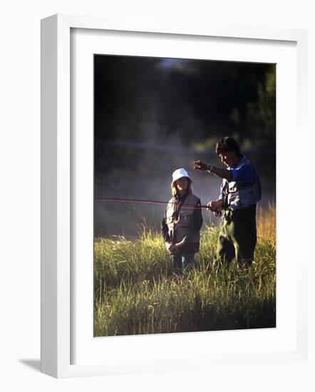 Father and Daughter Fishing-null-Framed Photographic Print