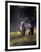 Father and Daughter Fishing-null-Framed Photographic Print