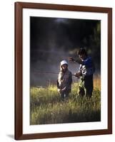 Father and Daughter Fishing-null-Framed Photographic Print