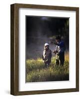 Father and Daughter Fishing-null-Framed Photographic Print