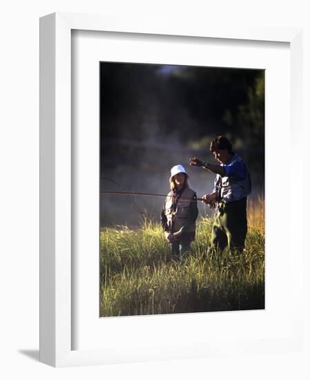 Father and Daughter Fishing-null-Framed Photographic Print