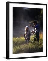 Father and Daughter Fishing-null-Framed Photographic Print