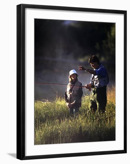 Father and Daughter Fishing-null-Framed Photographic Print