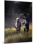 Father and Daughter Fishing-null-Mounted Photographic Print