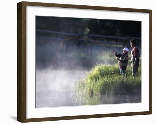 Father and Daughter Fishing-null-Framed Photographic Print