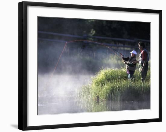 Father and Daughter Fishing-null-Framed Photographic Print