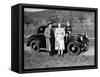 Father and Mother Stand with their Son Sitting on the Hood of their Mercedes Automobile, Ca. 1950-null-Framed Stretched Canvas