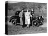 Father and Mother Stand with their Son Sitting on the Hood of their Mercedes Automobile, Ca. 1950-null-Stretched Canvas